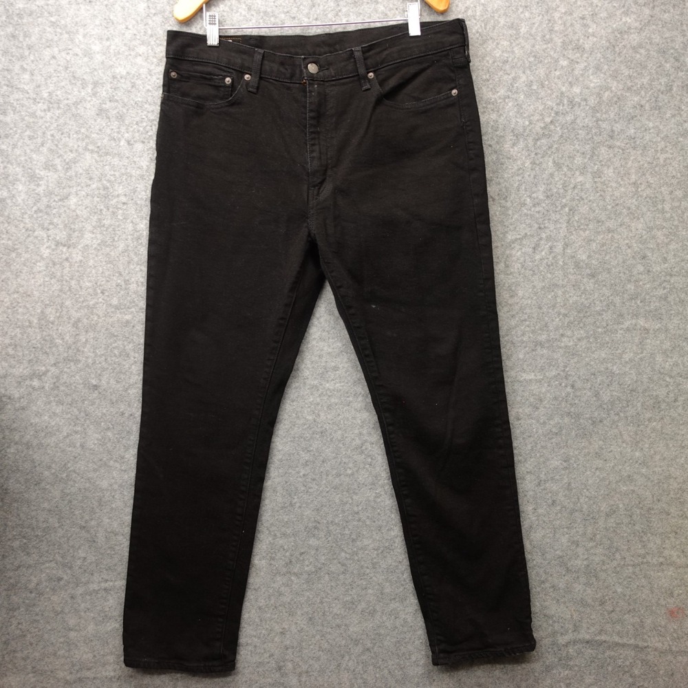 Levis Premium 511 Big E Jeans Mens 38 Black‎ Solid Slim Fit Stretch Denim 37x30